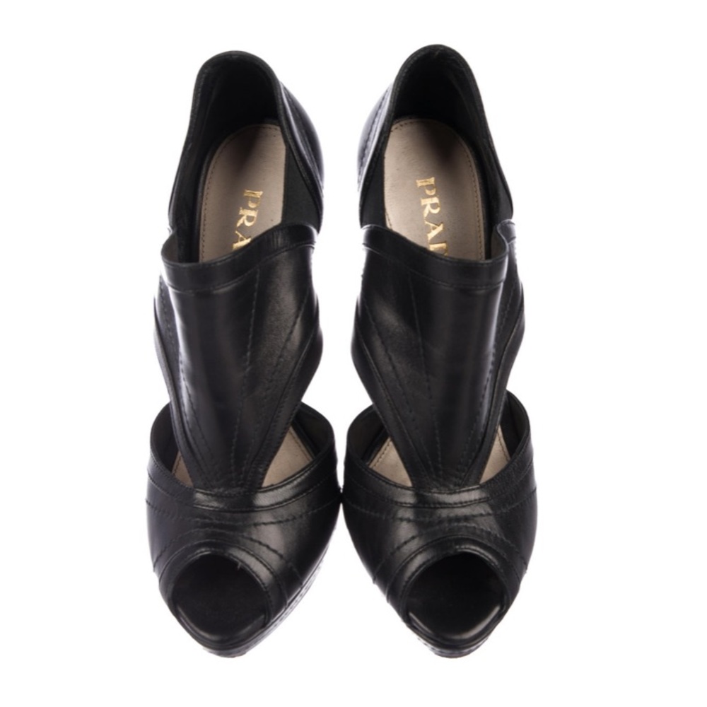 Prada leather peep toe heels